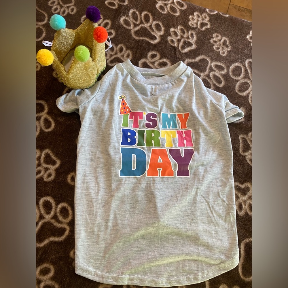 Dog birthday shirt and crown